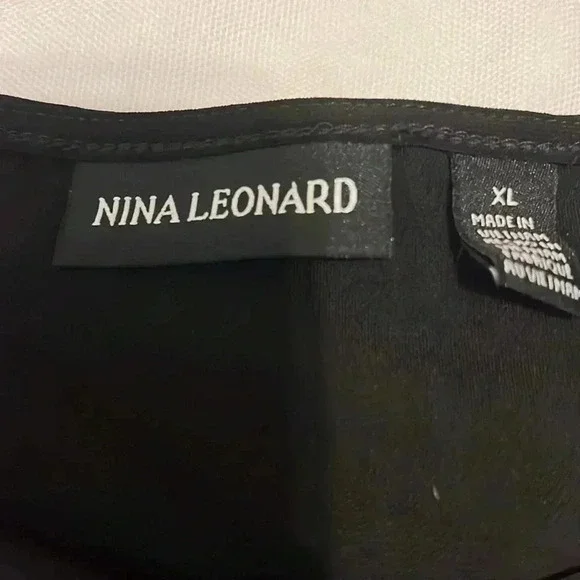 NINA LEONARD Black Blouse tunic wide sleeves cold shoulders size XL - Picture 5 of 8